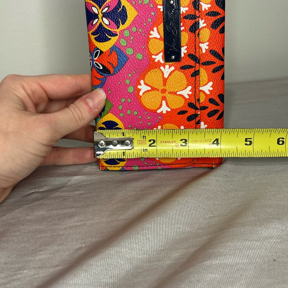 Vera Bradley Women's rio stripe Wallet - Pink and Orange vinyl magnetic tri-fold - Picture 6 of 7